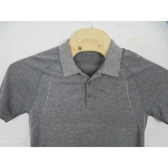 Lululemon Metal Vent Tech Polo Shirt Mens Medium Gray Short Sleeve Performance - Picture 2 of 10